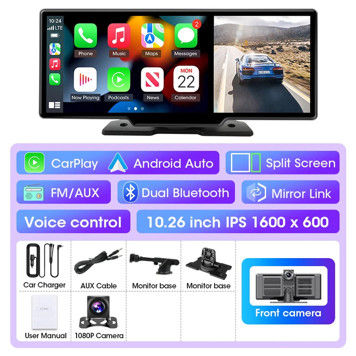 11.26 inch Wireless CarPlay Dash Cam