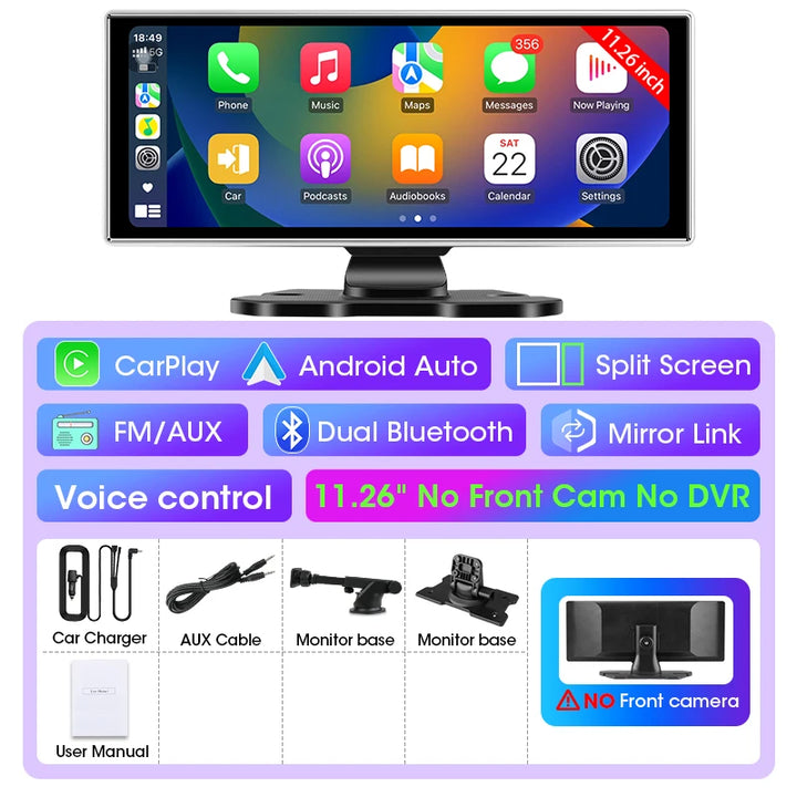 11.26 inch Wireless CarPlay Dash Cam