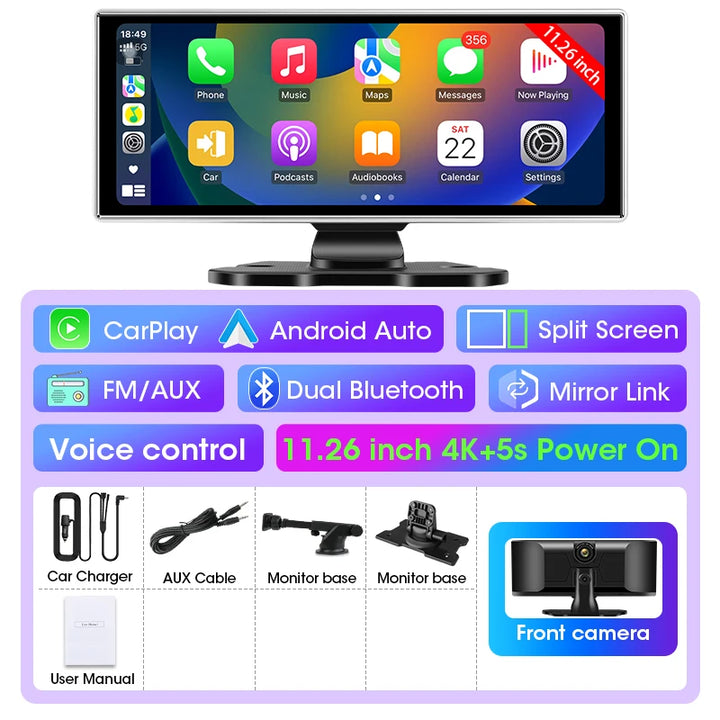 11.26 inch Wireless CarPlay Dash Cam